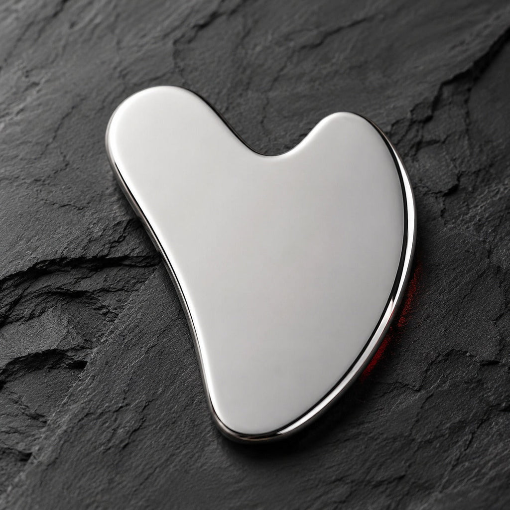 AscendLab Stainless Steel Gua Sha — detal polerowanej stali